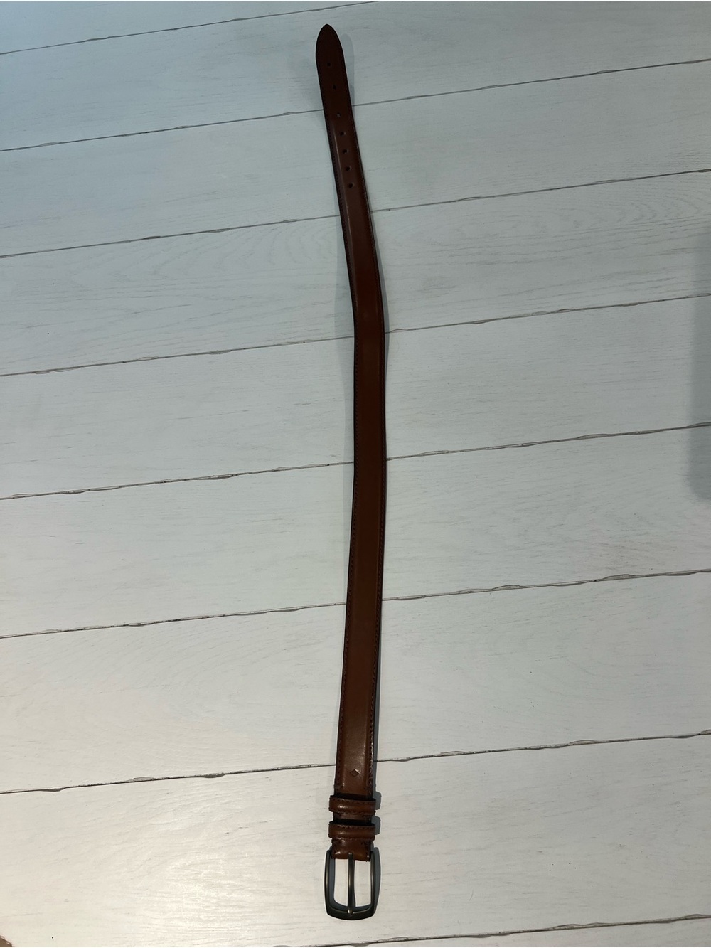 Joseph Abboud Brown Leather Belt with Gunmetal Buckle